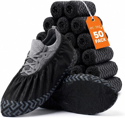 Non-Woven Shoe Covers Disposable Non-Slip 50 pack, XL Shoe Protectors | Shoe Booties One Size Fits Most, Booties for Shoes Covers, Slip-Resistant disposable shoe covers for Indoors & Outdoor