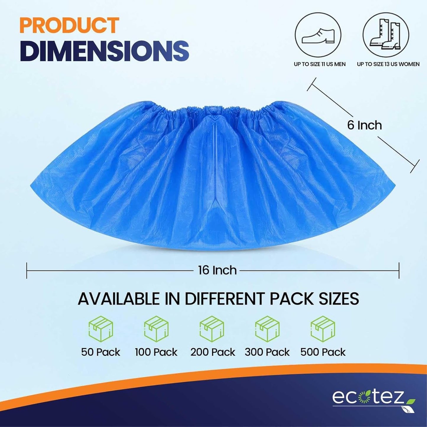 CPE Shoe Covers Disposable Non-Slip, 50 Pack (25 Pairs), Waterproof | One Size Fits Most, Booties for Shoe Covers, Best Shoe Covers for Rain, Lightweight Shoe Booties provides secure elastic fit