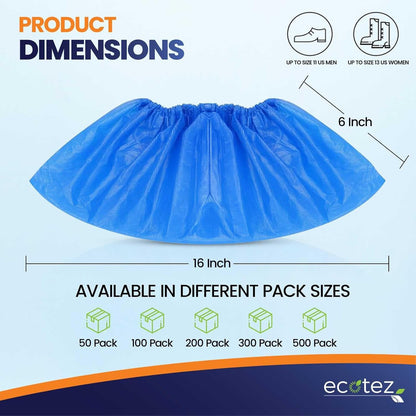 CPE Shoe Covers Disposable Non-Slip, 300 Pack (150 Pairs), Waterproof | One Size Fits Most, Booties for Shoe Covers, Best Shoe Covers for Rain, Lightweight Shoe Booties provides secure elastic fit