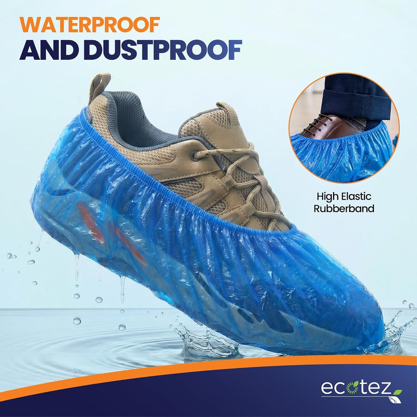 CPE Shoe Covers Disposable Non-Slip, 50 Pack (25 Pairs), Waterproof | One Size Fits Most, Booties for Shoe Covers, Best Shoe Covers for Rain, Lightweight Shoe Booties provides secure elastic fit